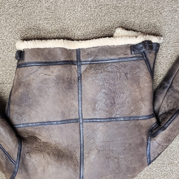 Vintage Hugo Boss Sherpa lined real leather Bomber jacket M - Picture 5 of 7